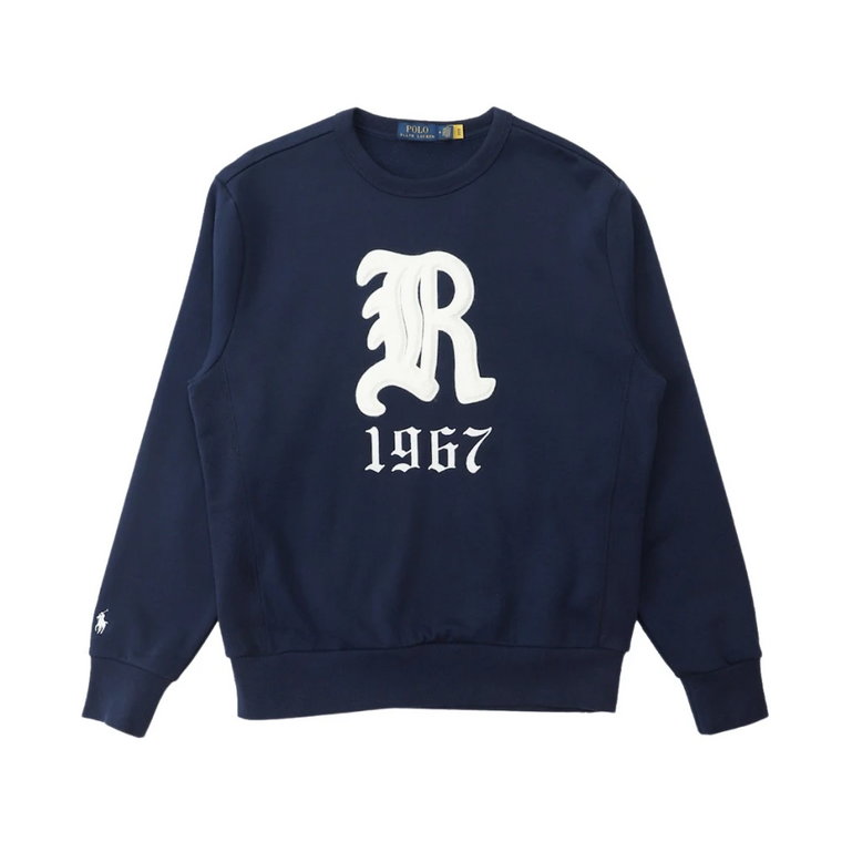 Granatowy Sweter Sportowy z Haftowanym R 1967 Polo Ralph Lauren