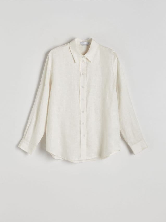 Reserved - Koszula z lnu - złamana biel