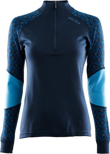 Aclima DesignWool Glitre Koszulka bazowa z półgolfem Kobiety, niebieski M 2021 Koszulki bazowe termiczne i narciarskie