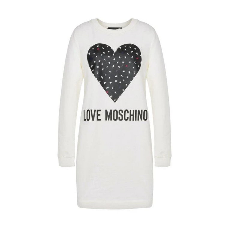 Długa sukienka z nadrukiem serc Love Moschino