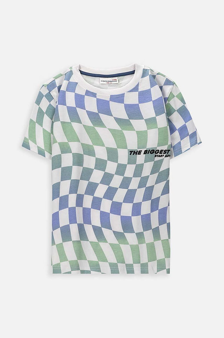 Coccodrillo t-shirt bawełniany dziecięcy kolor niebieski wzorzysty