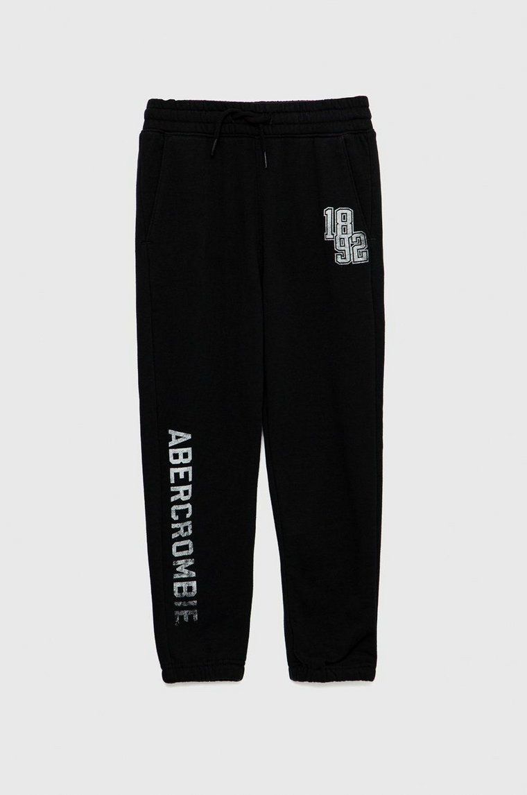 Abercrombie & Fitch spodnie dresowe dziecięce kolor czarny gładkie