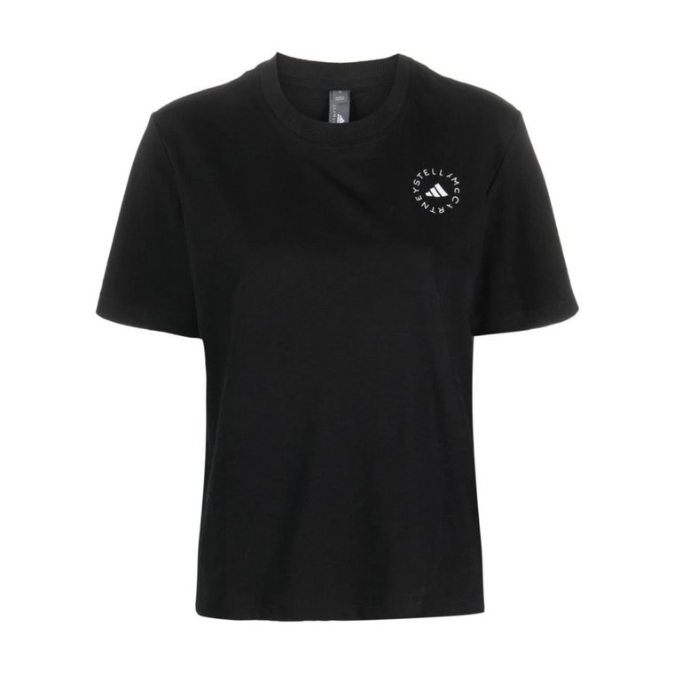 Czarna koszulka TrueCasuals z nadrukiem logo Adidas by Stella McCartney