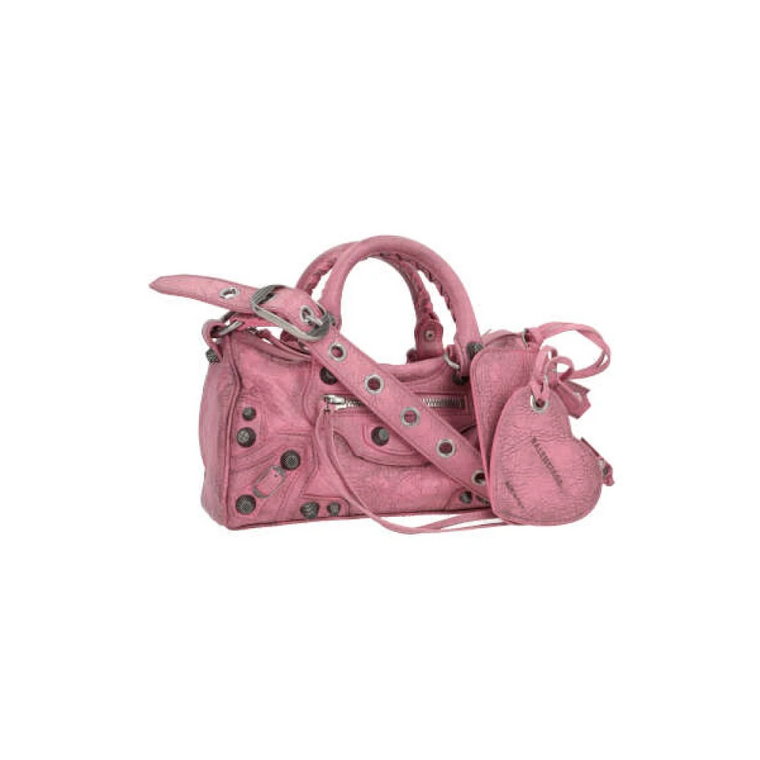 Zakładana skórzana torebka w kolorze antycznej różowej Balenciaga