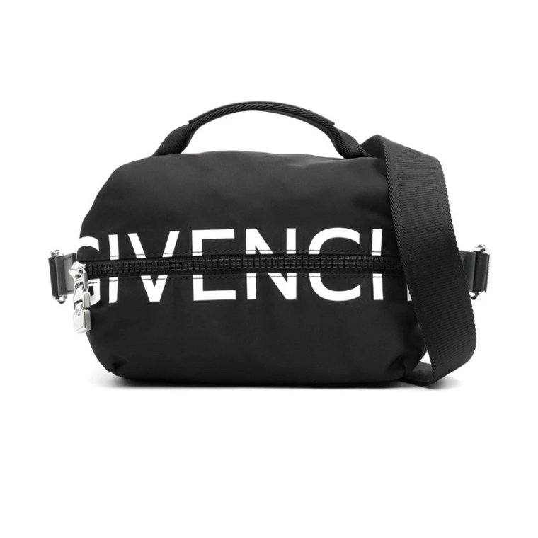 Czarna torba na ramię z nylonu z gładkimi detalami skóry Givenchy