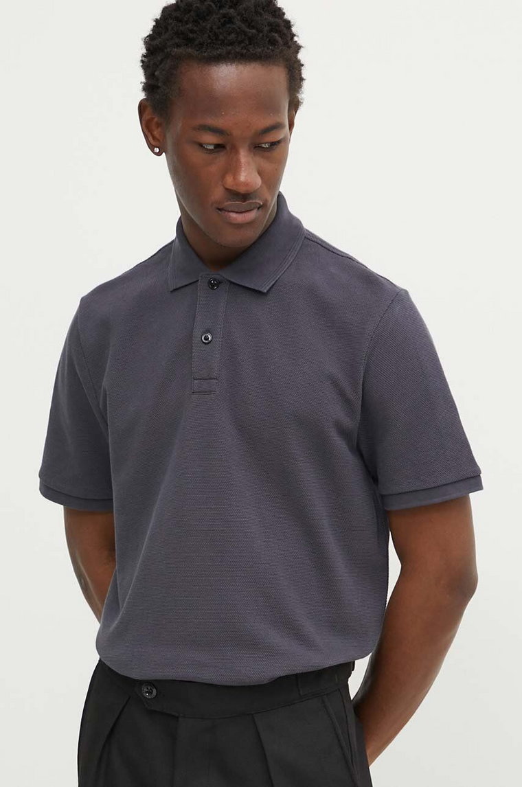 G-Star Raw polo bawełniane kolor szary gładki D22783-D287