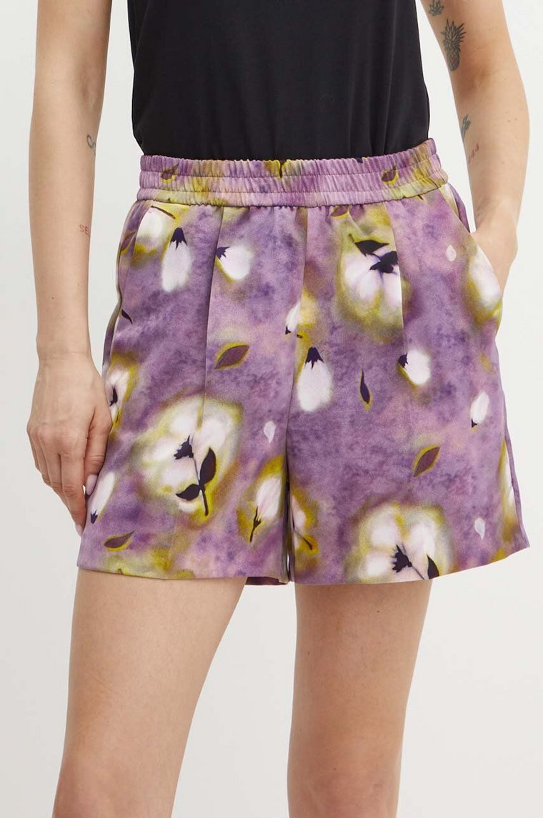 MAX&Co. szorty damskie kolor fioletowy wzorzyste high waist 2426146021200