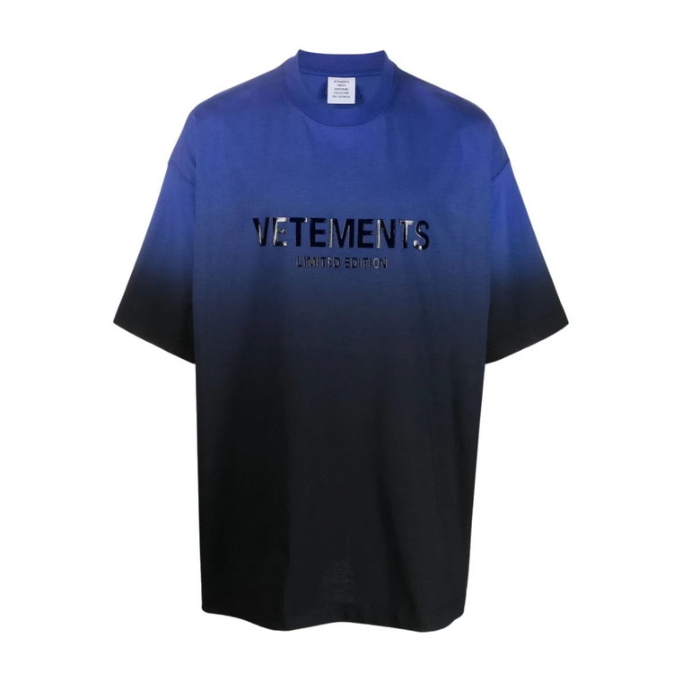 Niebieska koszulka z dekoltem w serek - ulepszenie Vetements