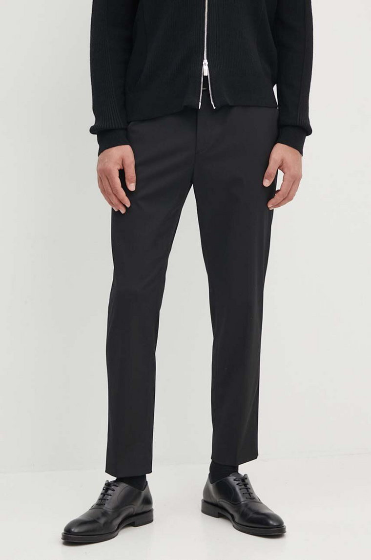 Calvin Klein spodnie z domieszką wełny kolor czarny proste K10K109550