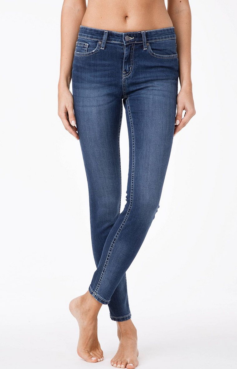 Jeansy klasyczne Skinny w średnim kroju 756/4909M, Kolor jeans, Rozmiar L, Conte