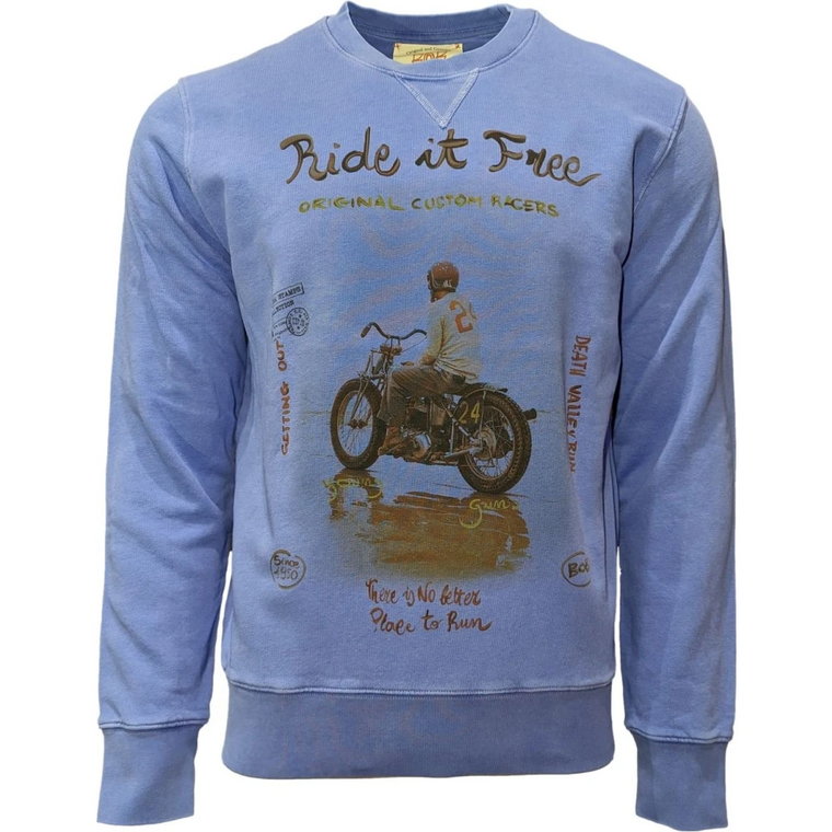 Vintage Niebieski Sweter z Okrągłym Dekoltem Bob
