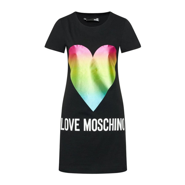 Zabawna Sukienka z Nadrukiem Serca Love Moschino