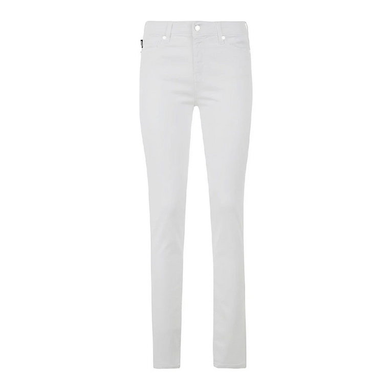 Białe Jeansy i Spodnie z Bawełny dla Kobiet Love Moschino