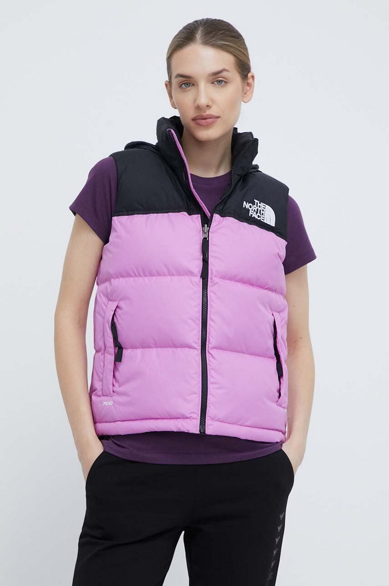 The North Face bezrękawnik puchowy 1996 RETRO NUPTSE VEST damski kolor fioletowy zimowy NF0A3XEPQIX1