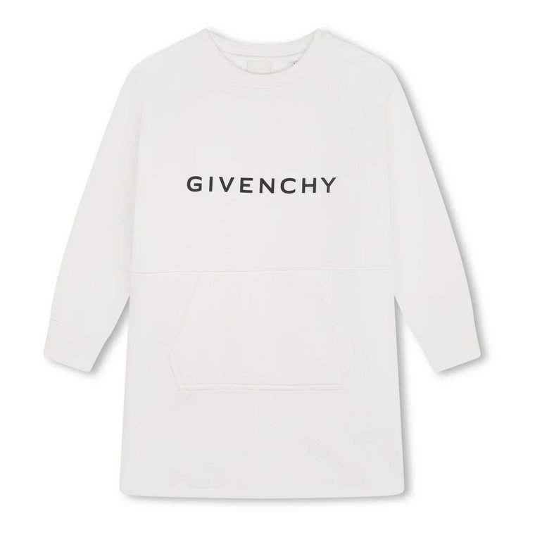 Dziecięca Biała Sukienka Wzór Paneli Givenchy