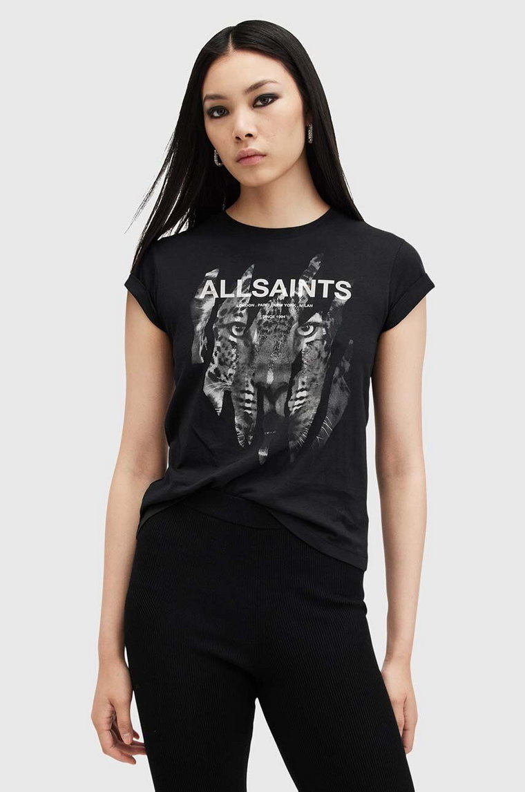 AllSaints t-shirt bawełniany RIPROAR damski kolor czarny W183JB