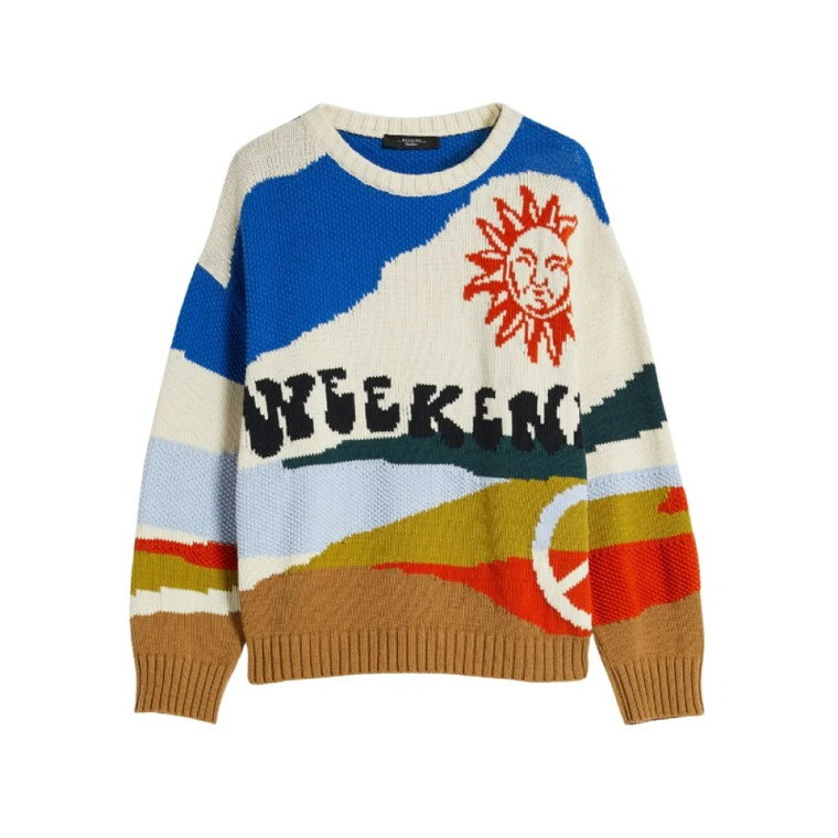 Niebieski Sweter w Kolorowe Bloki Max Mara Weekend