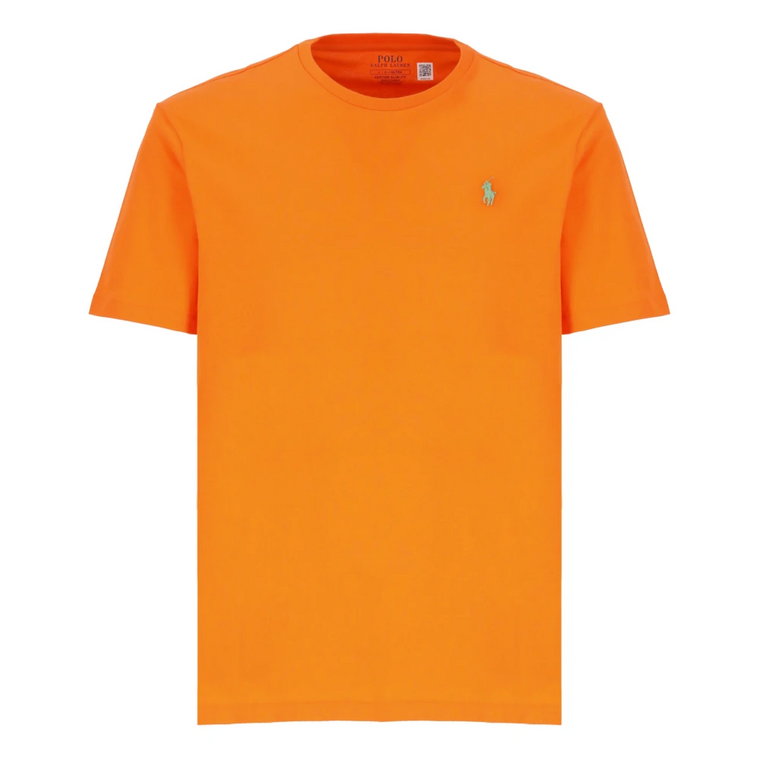 Pomarańczowy T-shirt z logo Pony Ralph Lauren