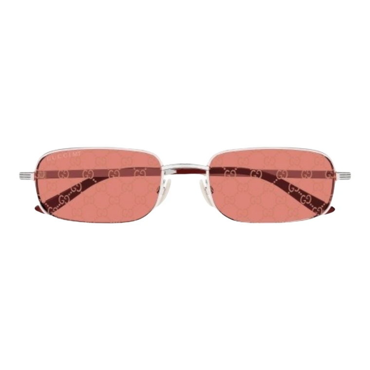 Srebrno-Czerwone Okulary Przeciwsłoneczne Gucci