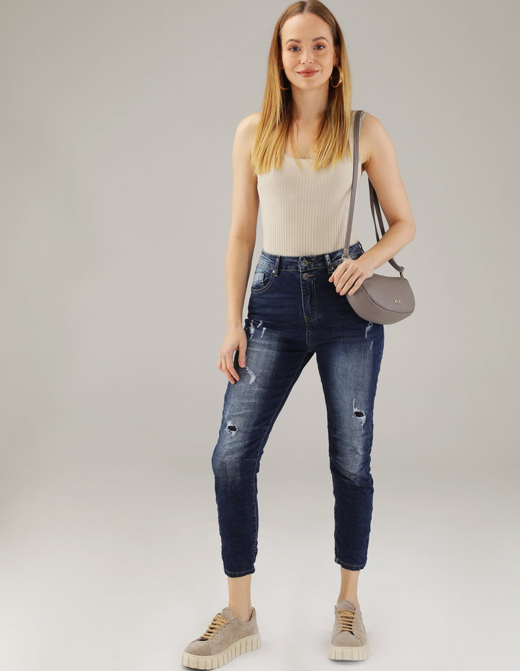 SPODNIE- JEANSY Z PRZETARCIAMI 191-RS2050 JEANS