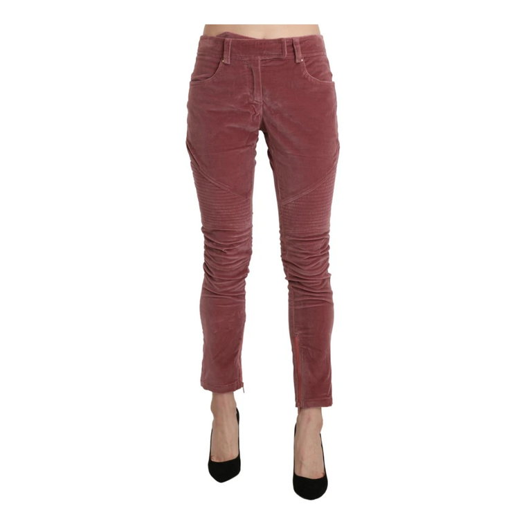 Red Mid Waist Skinny Cotton Pants Ermanno Scervino