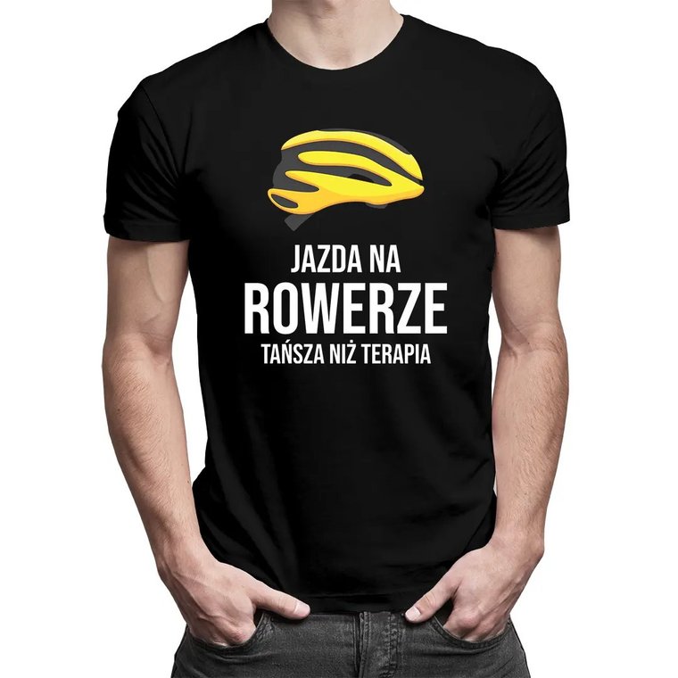 Koszulkowy, Koszulka męska z nadrukiem, Jazda na rowerze - tańsza niż terapia, rozmiar XS