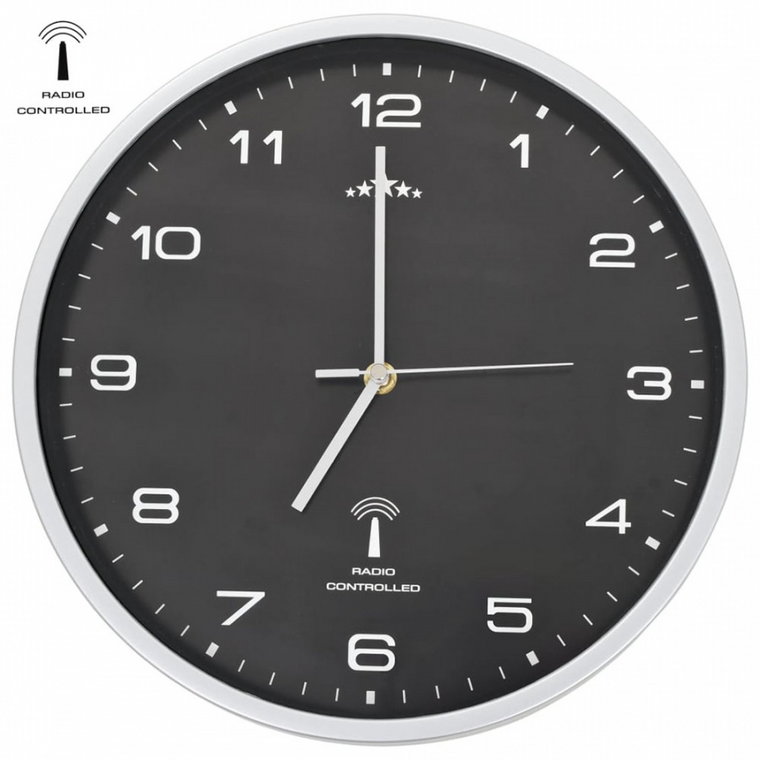 Sterowany radiowo zegar z mechanizmem kwarcowym, 31 cm, czarny kod: V-50618