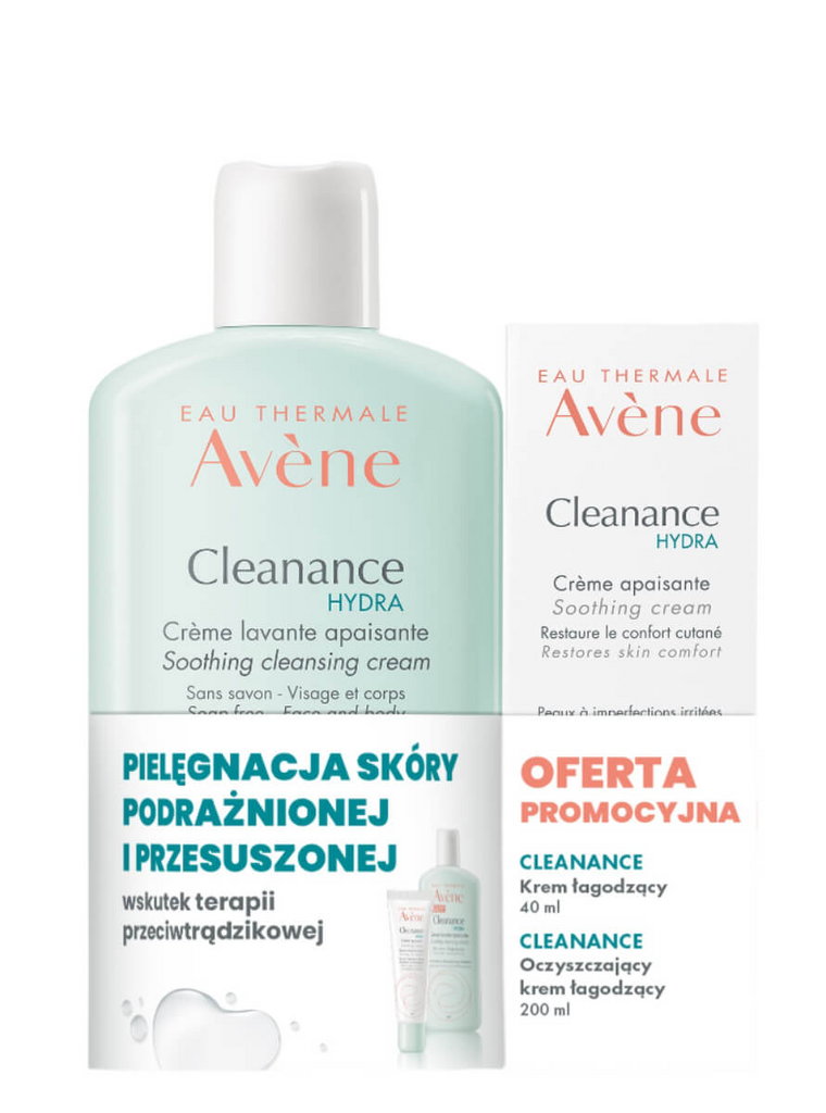 Avene - Zestaw Cleanance Hydra (Krem do twarzy 40ml + Krem oczyszczający 200ml)
