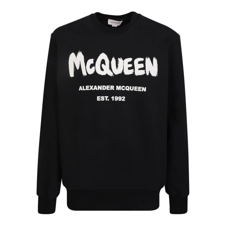 Czarny Sweter z Logo Graffiti Alexander McQueen