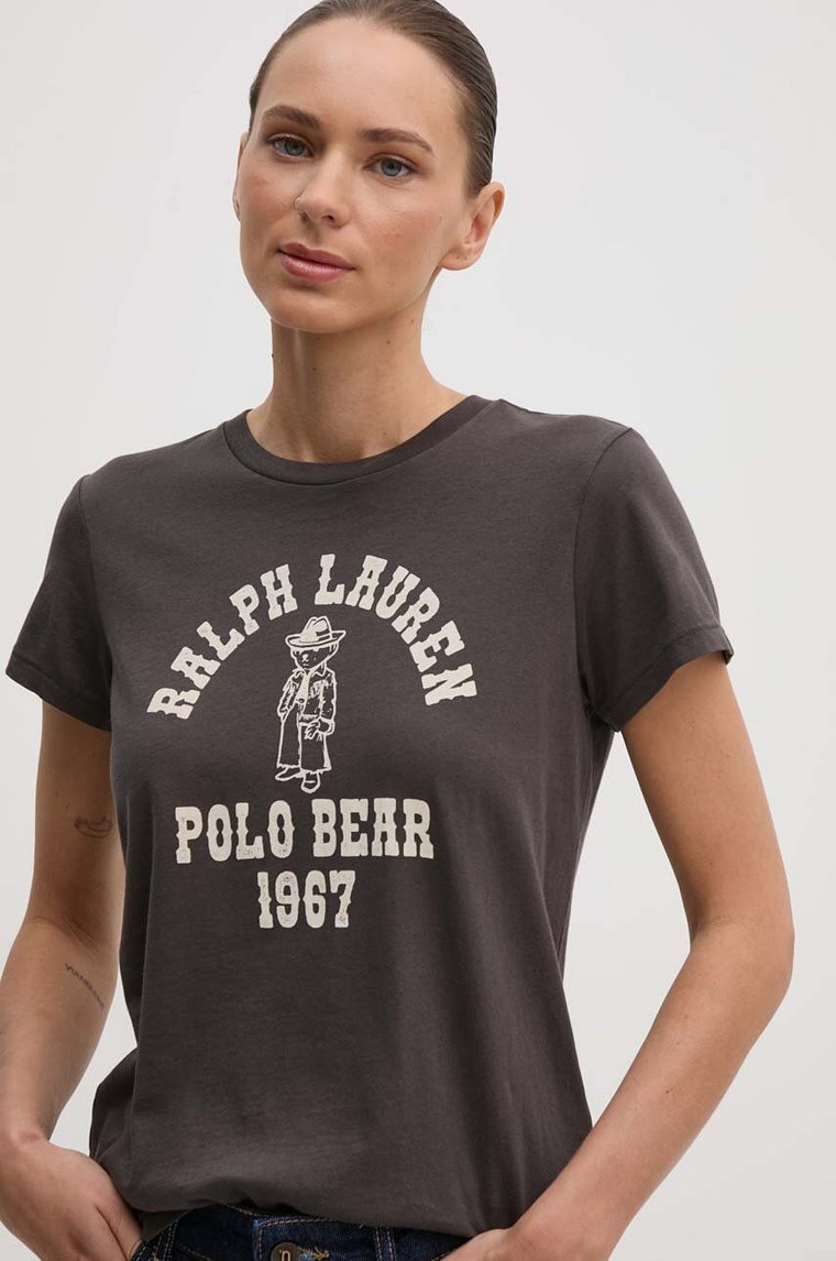 Polo Ralph Lauren t-shirt bawełniany damski kolor szary 211941221