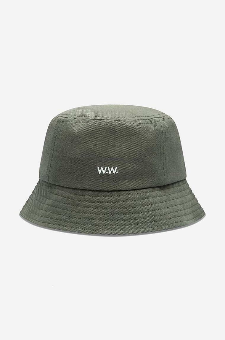 Wood Wood kapelusz bawełniany Ossian Bucket Hat 12240817-7083 BLACK kolor zielony bawełniany 12240817.7083-DUSTYGREEN