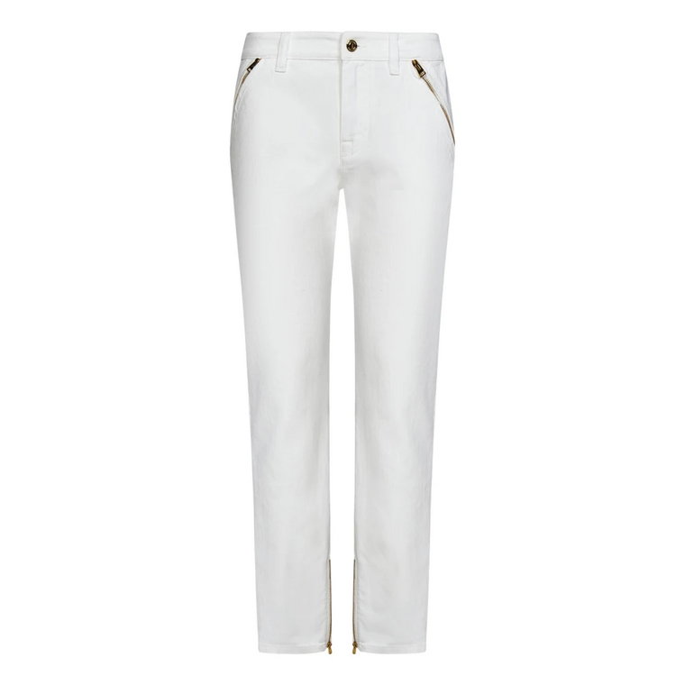 Białe Spodnie Skinny-Fit z Złotymi Zamkami Tom Ford