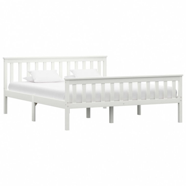 Rama łóżka, biała, lite drewno sosnowe, 160 x 200 cm kod: V-283218