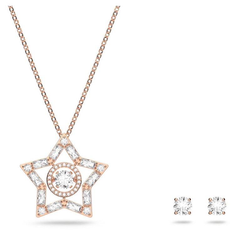 Zestaw Swarovski Stella set, Star, White, Rose-gold tone plated 5622730