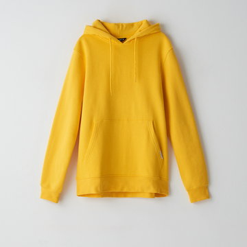 Cropp - Bluza basic z kapturem - Żółty