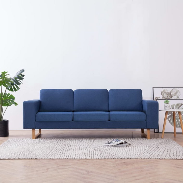 vidaXL 3-osobowa sofa tapicerowana tkaniną, niebieska