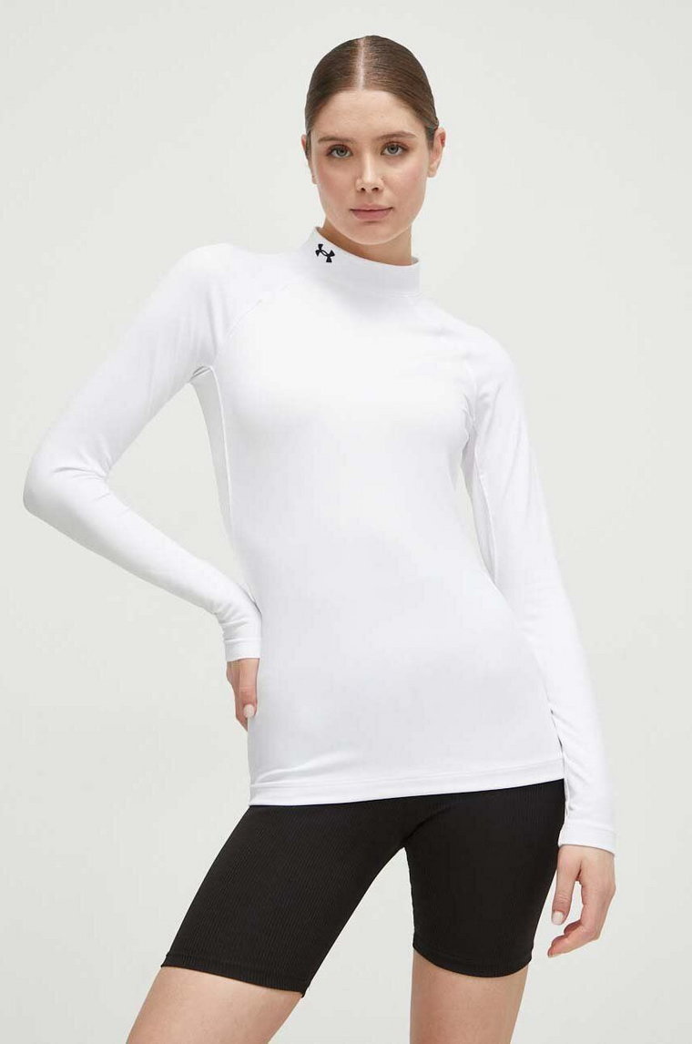 Under Armour longsleeve treningowy ColdGear Authentics kolor biały z półgolfem 1368702