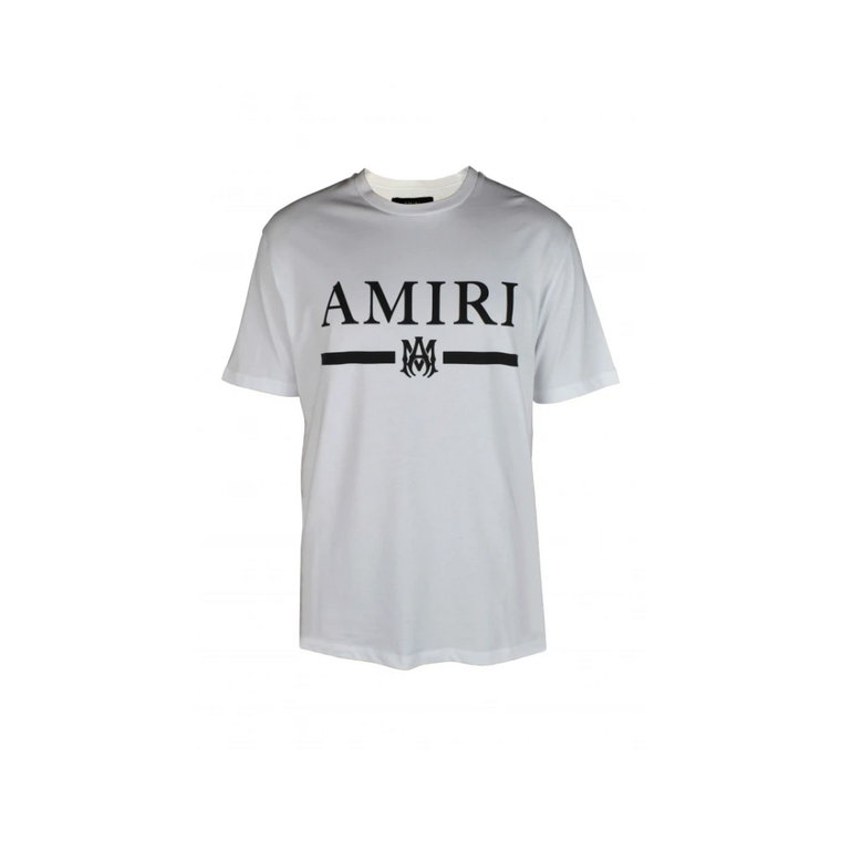 Biała T-shirt z Logo i Okrągłym Dekoltem Amiri