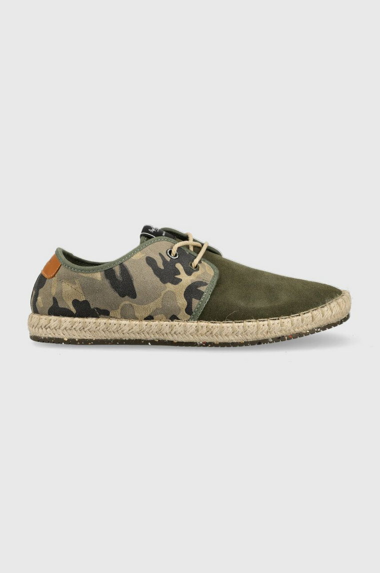 Pepe Jeans espadryle zamszowe TOURIST kolor zielony PMS10315