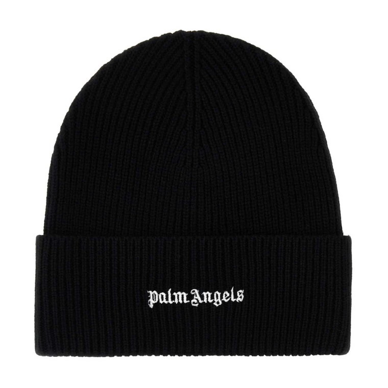 Czarna bawełniana czapka beanie - Stylowa i wygodna Palm Angels