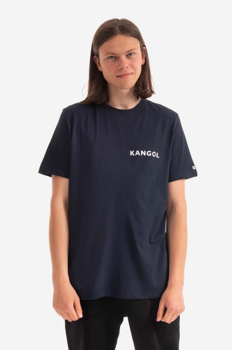 Kangol t-shirt bawełniany Heritage Basic kolor granatowy z nadrukiem KLHB003-OFFWHITE