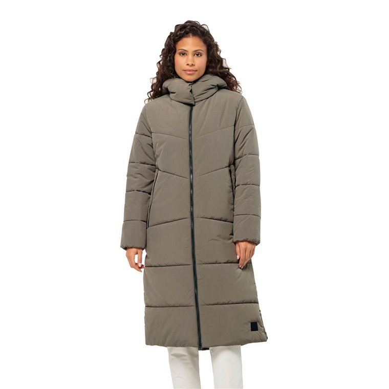 Damski płaszcz ocieplany Jack Wolfskin KAROLINGER LONG COAT W cold coffee - S