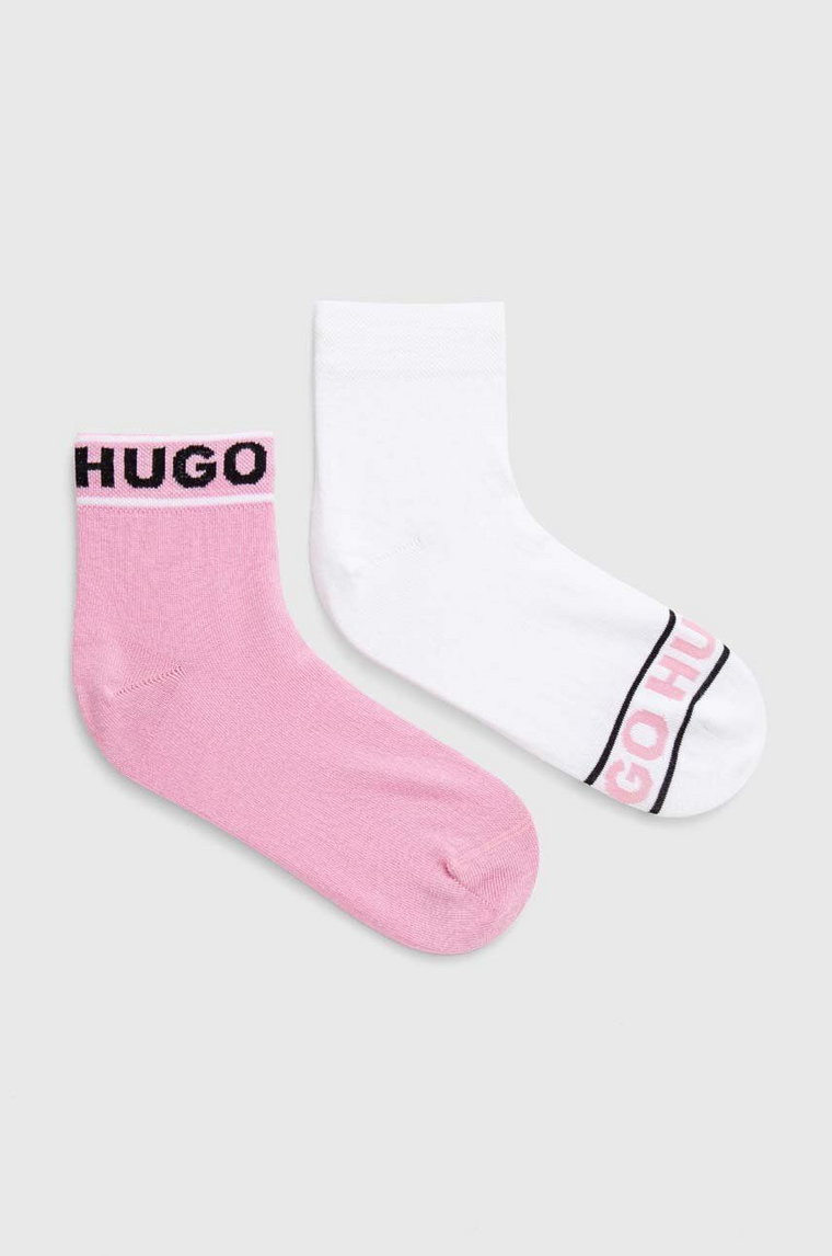 HUGO skarpetki 2-pack damskie kolor różowy