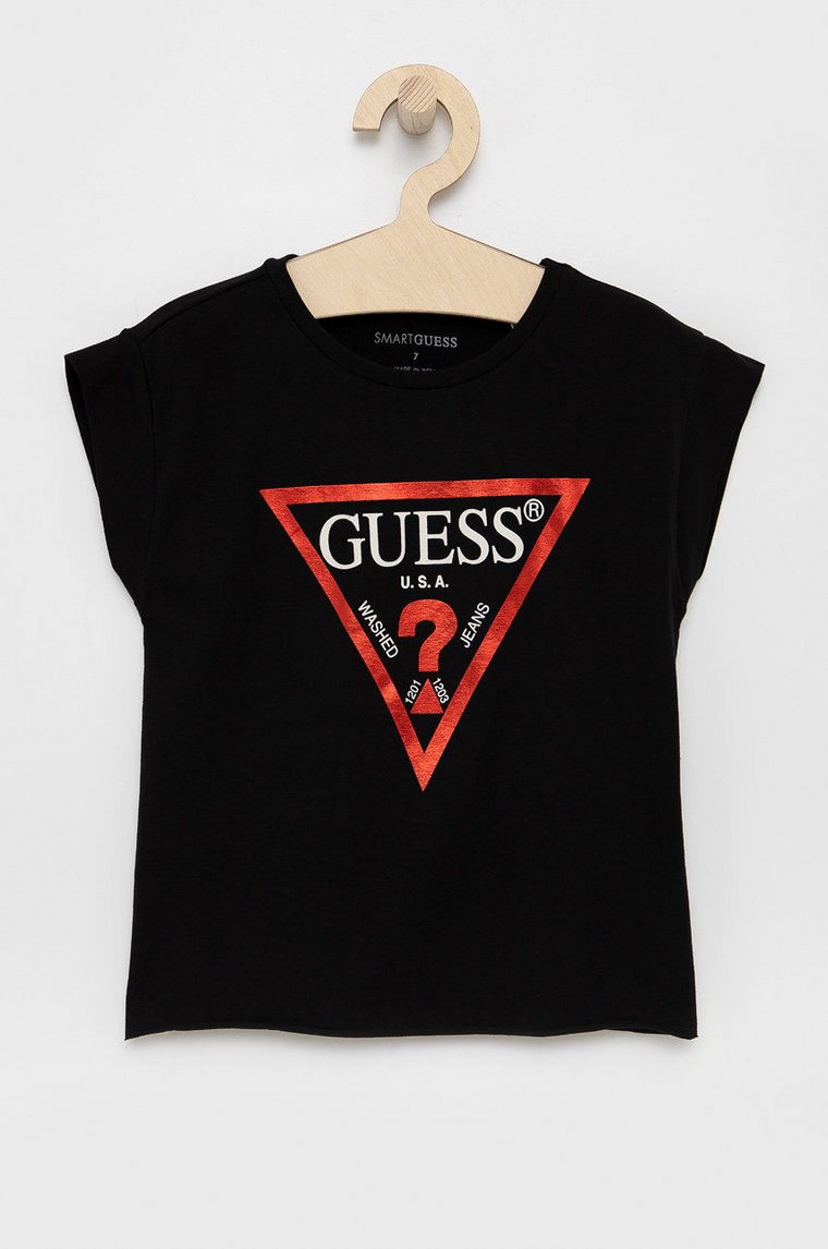 Guess T-shirt dziecięcy kolor czarny