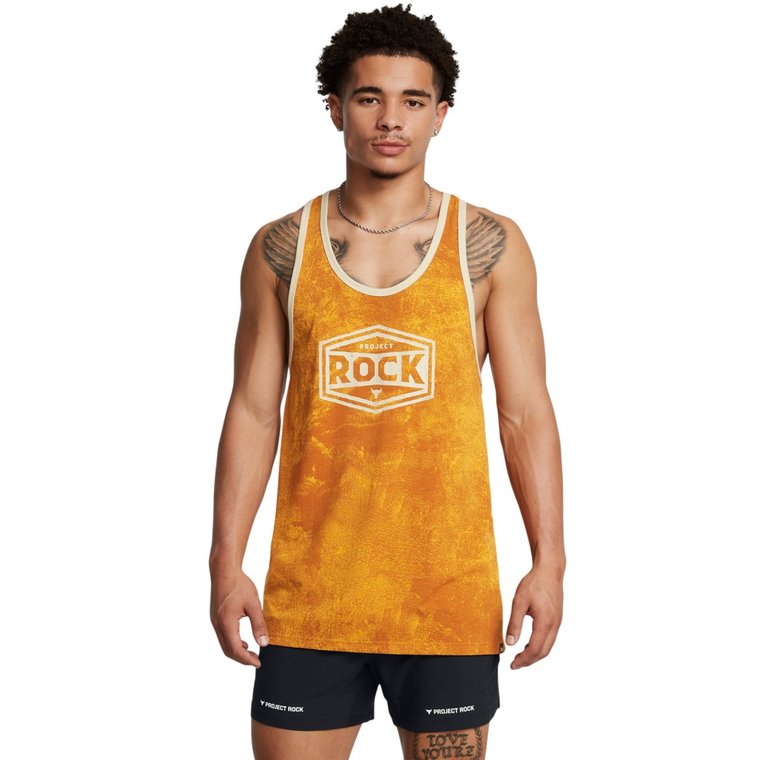 Męski top treningowy Under Armour UA Project Rock Tools Of The Trade Racer Tank - żółty