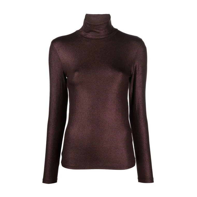 Maroon Metallic Sweter z Wysokim Kołnierzem Majestic Filatures