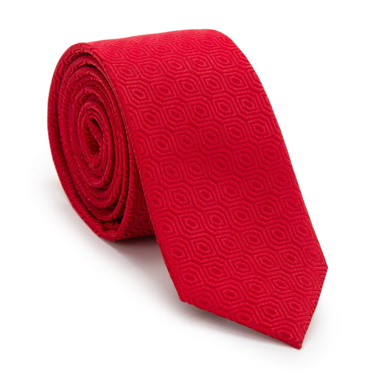 Krawat jedwabny wzorzysty czerwony