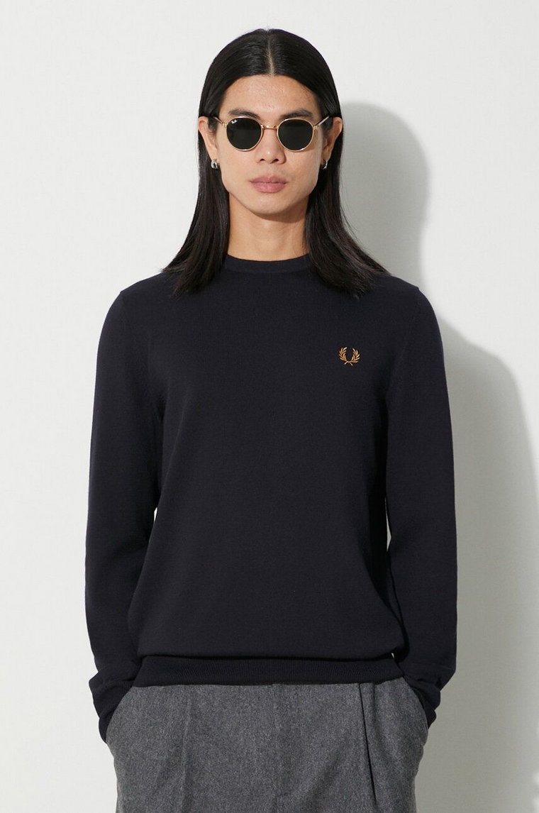 Fred Perry sweter wełniany męski kolor granatowy lekki K9601.795