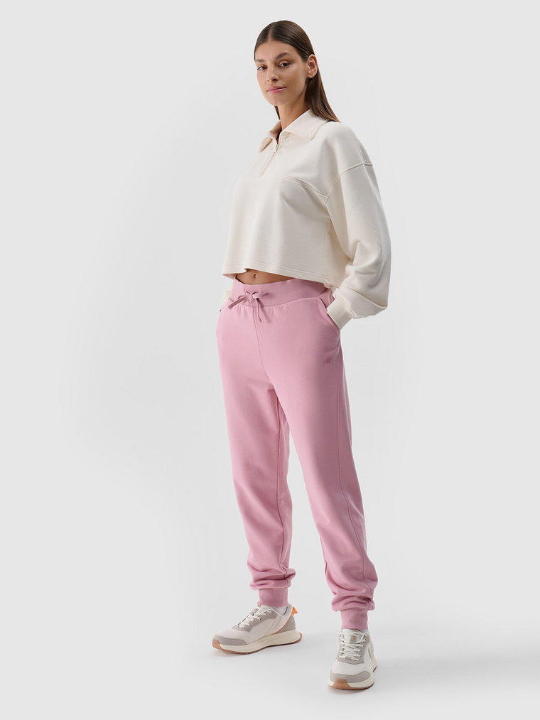 Spodnie dresowe joggery damskie - pudrowy róż