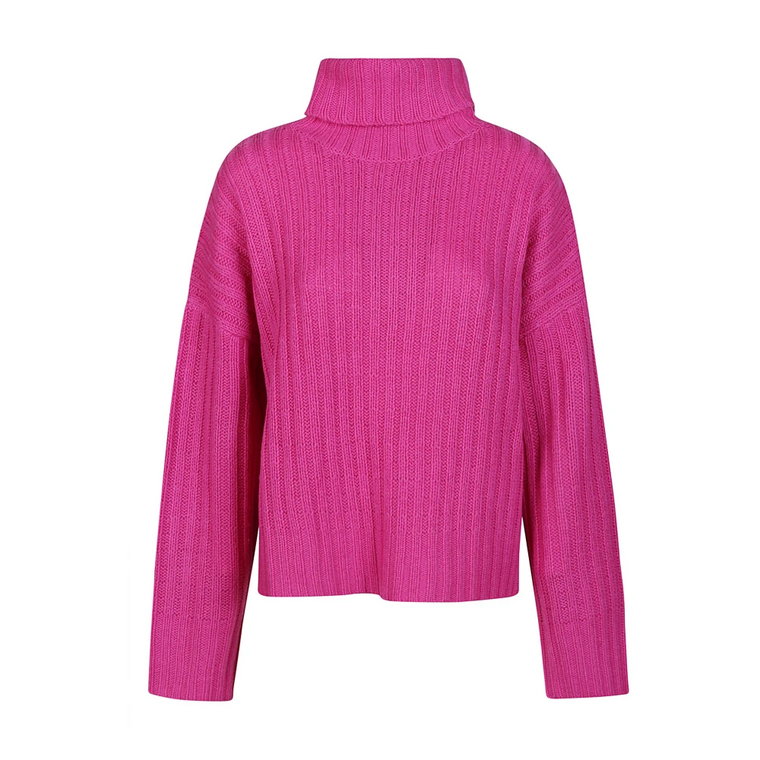 Magenta Krata Swetrowa z Wysokim Kołnierzem 360Cashmere